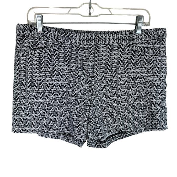 Laundry By Shelli Segal Black White Fan Print Cotton Chino Shorts Size 10 - Picture 1 of 9